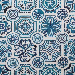 Portugisische Muster, blau, Baumwolldruck digital, 2118340012, 140g/m²