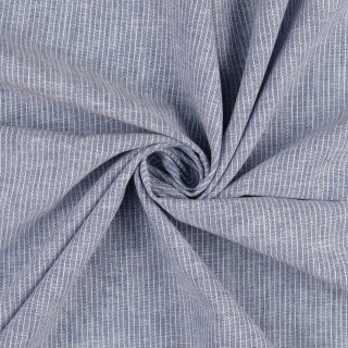 Leinen-Baumwoll Druck mit schmalen Streifen, blau, 2004355027, 176g/m²