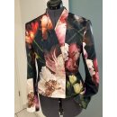 Samt mit Blumenmuster, schwarz/bunt, 300g/m²