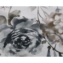 Samt mit Blumenmuster, natur/anthrazit/braun, 300g/m²
