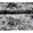 Samt mit Blumenmuster, natur/anthrazit/braun, 300g/m²
