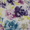 Samt mit Blumenmuster, lila/petrol/pink, 300g/m²