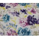 Samt mit Blumenmuster, lila/petrol/pink, 300g/m²