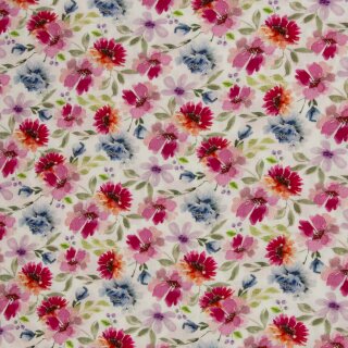 Double Gauze/Musselin mit Blumenmuster, 224011, 130g/m²