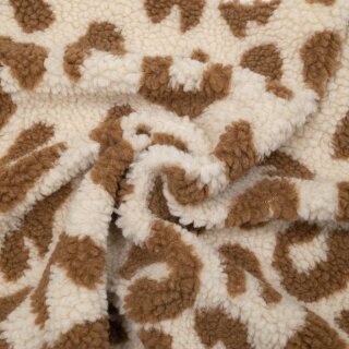 Leopard jacquard weave teddy, beige, 41606692, 360g/m²