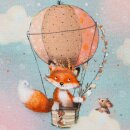 Little Fox & Friends, türkis, ungerauhter Sweat,...