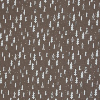 winterlicher Canvas Wiebke, Tannenbäume taupe, 572676, 230g/m²