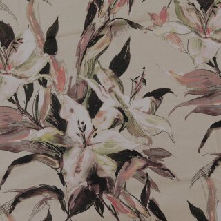 Baumwolljersey mit großem Blumenmuster, sand, Digitaldruck, 2121490009, 200g/m²