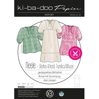 Neele - Boho Kleid/Bluse/Tunika, Papierschnitt,  Gr.32-58 - DIN A 0 Schnittmuster und Anleitung als Broschüre, Ki-ba-doo