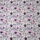 Winterzauber, leicht gerauhter Sweat, Blumen natur/lila, Hilco, A4623/1
