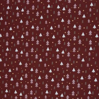 weihnachtliche BW-Webware bordeaux, Tannenbäume, Björn, 150937, 130g/m²