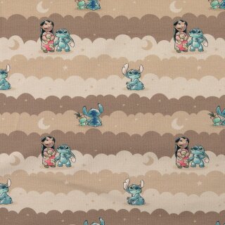 Lilo & Stitch, Jersey, Digitaldruck, beige/camel, Lizenzstoff, 2122850002, 200g/m²