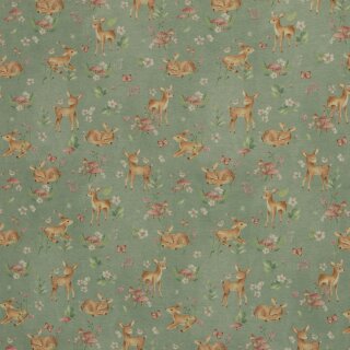 Alpenfleece mit Rehen, mint, Isla, 630265, 300g/m²