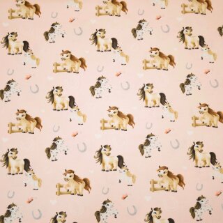 Horse love, Baumwolljersey mit Pferdchen, rosa, Hilco, A 3230/1