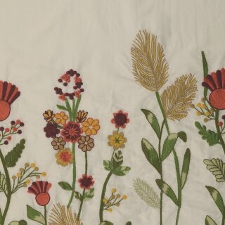 Cotton Stickerei, Bordüre, Blumen, terracotta/grün, 2116070801, 150g/m²