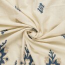 Bordüren Stickerei, natur/blau, Blumen, 2121855028,...
