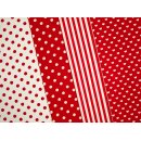 BW-Webware mit Streifen, rot/weiß, Rotenburg, 130g/m²