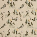 Baumwolljersey mit Wolf und Hase, natur, Jerry, 245170,...