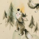 Baumwolljersey mit Wolf und Hase, natur, Jerry, 245170, 210g/m²