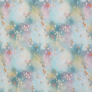 Blumenwiese pastell/mint, Baumwolljersey Nils, 380263, 200g/m²