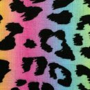 Double Slub Musselin mit Regenbogen-Leo, Baumwolle,...