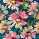 Viskose - Slubjersey Ariella, Blumen petrol/bunt, 814750,...