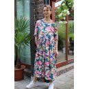 Viskose - Slubjersey Ariella, Blumen petrol/bunt, 814750,...