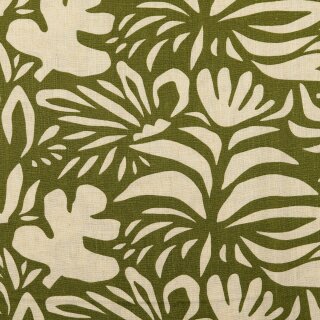 Viskose - Leinen Druck, khaki/natur, 2122720011, 189g/m²