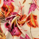 Viskose - Leinen Druck Digital, Blumen, pink/rot/natur,...