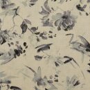 Viskose - Leinen Druck Digital, Blumen, natur/anthrazit,...