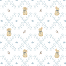Piqué Nube, kleine Hasen, beige/blau, BW-Webware...