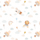 Piqué Nube, Regenbögen und kleine Tiere,...