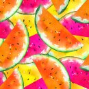 Stoff für Tischwäsche, Melonen, pink/orange,...