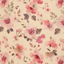 Double Slub Musselin, Blumen rosa/natur, Baumwolle,...