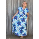 Double Slub Musselin, Blumen blau/aqua, Baumwolle,...