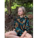 Modalsweat mit Blumen/Batik, petrol, Kira, 950423,...