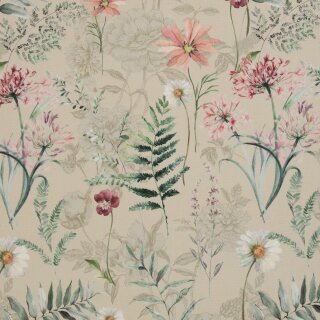 Laura  beschichtet, Baumwolle, Wiesenblumen, beige, 623173, 200g/m²