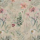 Laura  beschichtet, Baumwolle, Wiesenblumen, beige,...