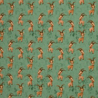 Alpenliebe by Mrs Mint design, Jersey, Steinböcke grün Batik, 347603, 210g/m²
