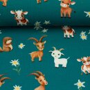 Alpenliebe by Mrs Mint design, Jersey, Almtiere petrol, 346747, 210g/m²