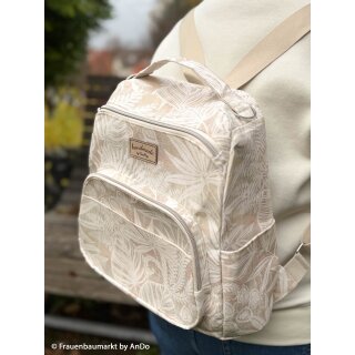 beschichtete Baumwolle mit Blätter Muster, beige, Alsfeld, 126672, 210g/m²