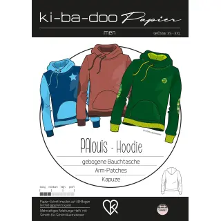 Palouis - Hoodie, Männer, Papierschnitt,  Gr.XS-XXL - DIN A 0 Schnittmuster und Anleitung als Broschüre, Ki-ba-doo