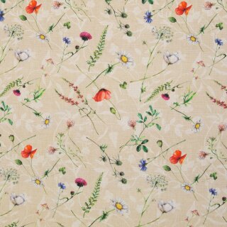 Canvas Wilma, Blumenwiese beige, 130170, 200g/m²