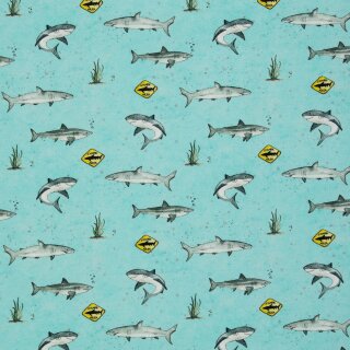 Beach - Jersey by Christiane Zielinski, Haie, türkis, 748262, 210g/m²