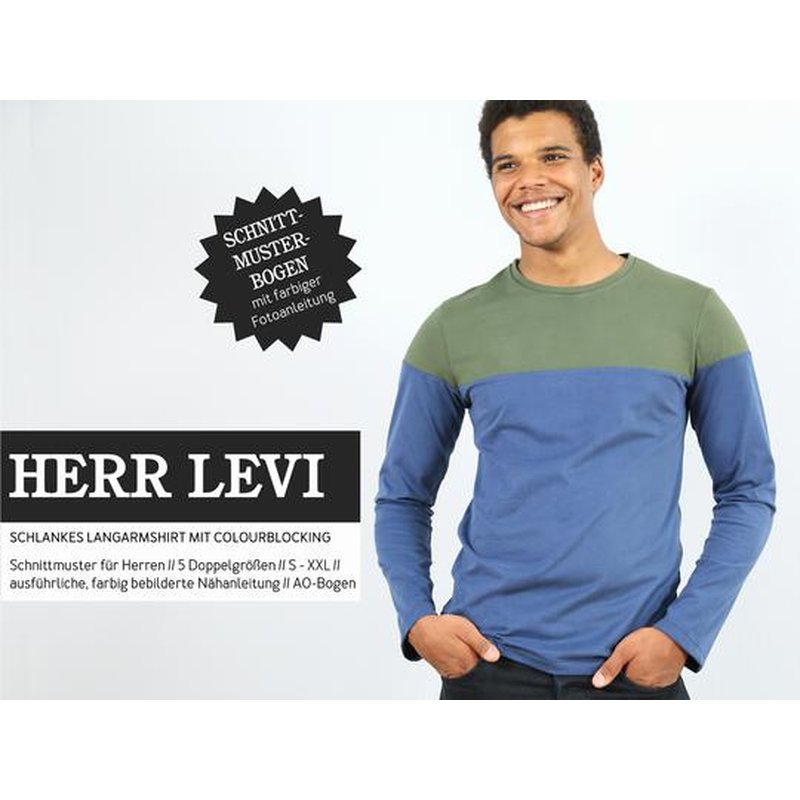 Herr Levi, Langarmshirt mit Colourblocking, Papierschnittmuster, Studio Schnittreif