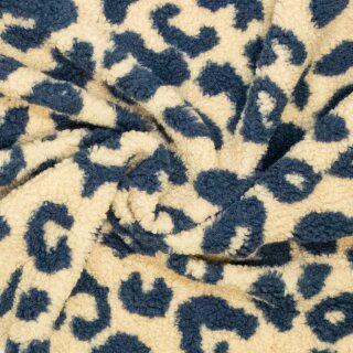 Leopard jacquard weave teddy, blau, 41606694 360g/m²
