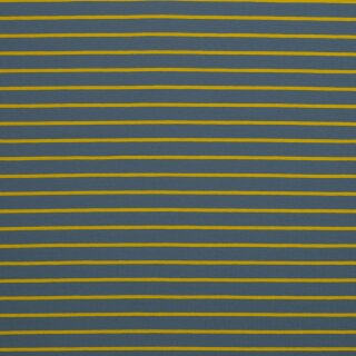 Baumwolljersey mit Streifen, Isa HW26/27, blau/gelb, 258312, 220g/m²