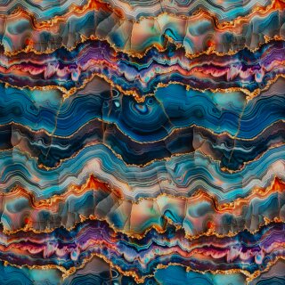 Flowing Bloom by Sarah Marian, Liquid jeansblau/bunt, Sweat ungerauht, 518744, 250g/m²