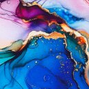 Flowing Bloom by Sarah Marian, Liquid blau/beere/aqua, Sweat ungerauht, 524746, 250g/m²