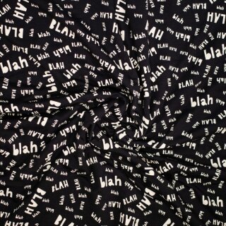 gerauhter Sweat "Blah blah" schwarz, 450073, 240g/m²
